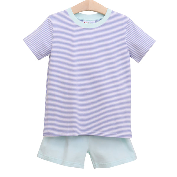 Avery Short Set - Mint and Grey