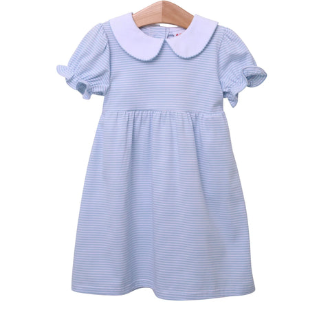 Charlotte Collared Striped Dress - Light Blue
