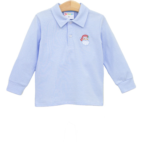 Ho Ho Ho Blue Long Sleeve Polo (Preorder)
