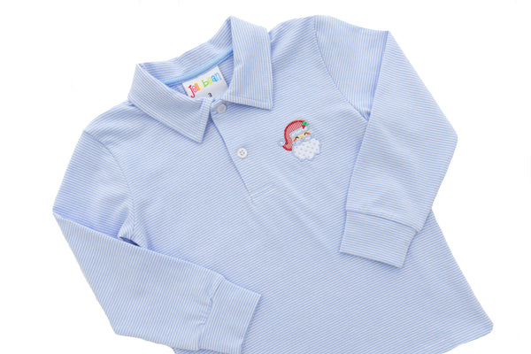 Ho Ho Ho Blue Long Sleeve Polo (Preorder)