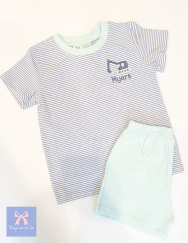Avery Short Set - Mint and Grey