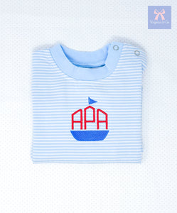 Striped Romper - Light Blue