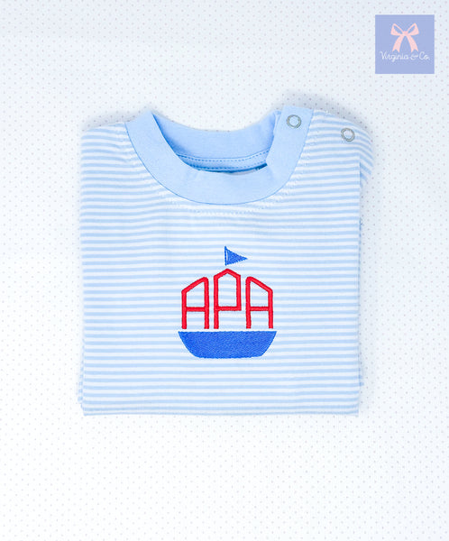 Striped Romper - Light Blue