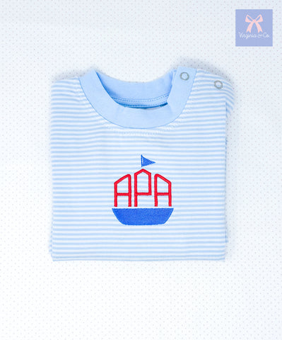 Striped Romper - Light Blue