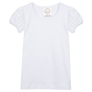 Girls Puff Sleeve T-Shirt - White