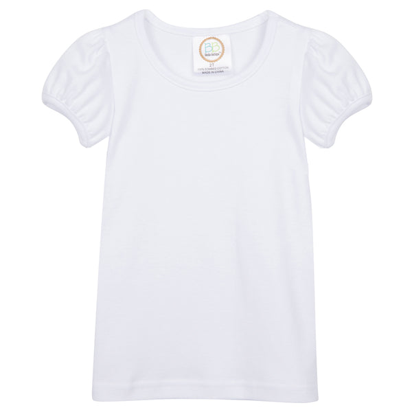 Girls Puff Sleeve T-Shirt - White