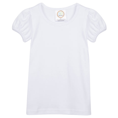 Girls Puff Sleeve T-Shirt - White