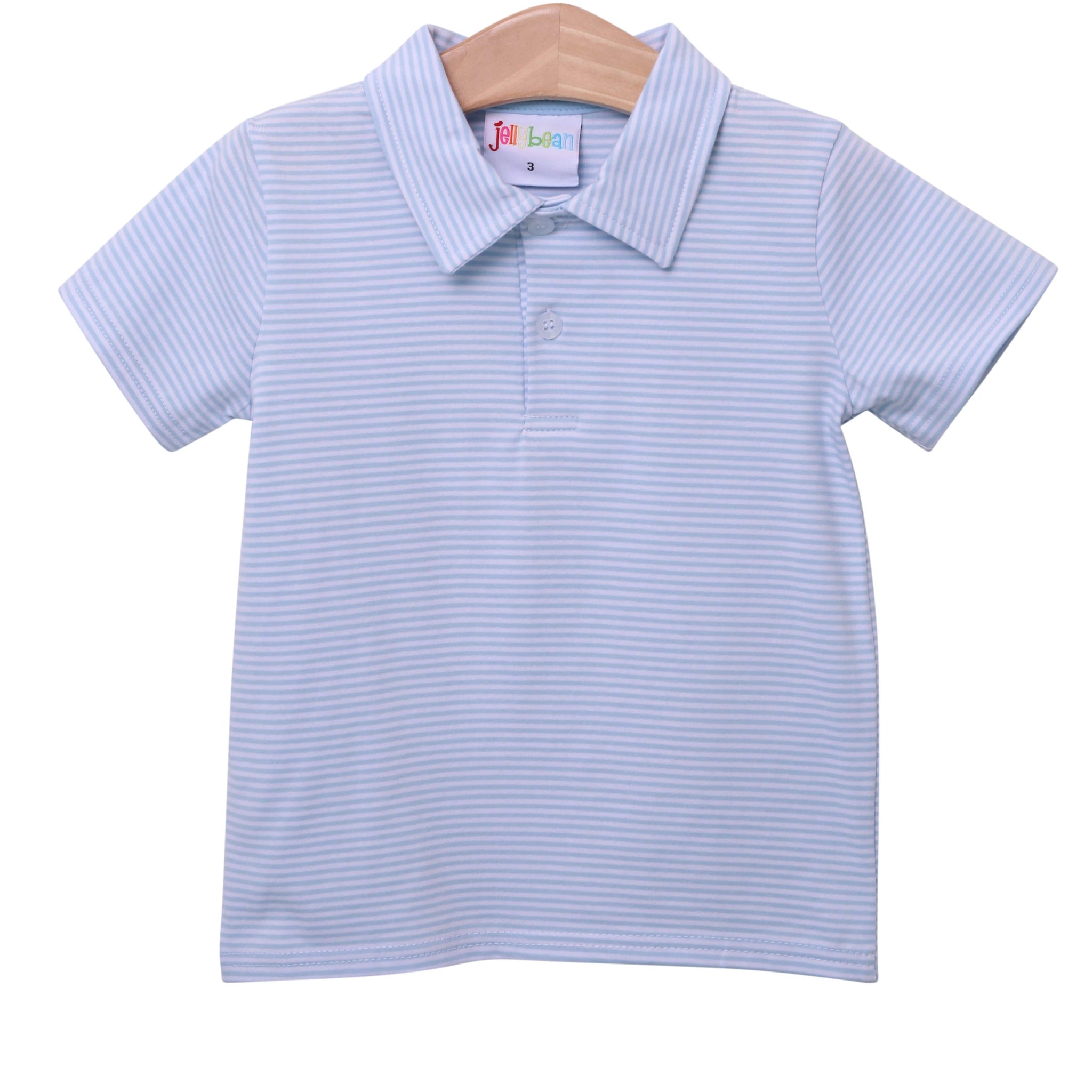 Striped Polo - Light Blue