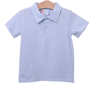 Striped Polo - Light Blue