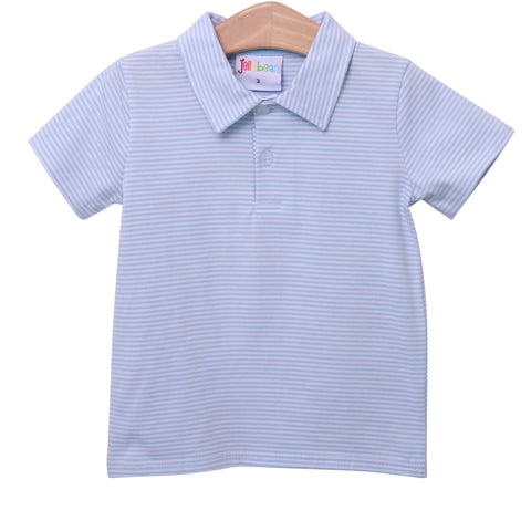 Striped Polo - Light Blue