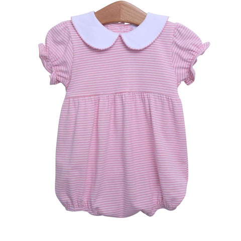 Charlotte Collared Striped Bubble - Pink